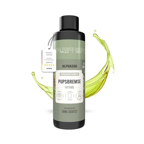 alphazoo Pupsbremse Magen-Darm Futteröl für Katzen 250 ml – Unterstützt Verdauung & Appetit, mit Kürbiskernöl & Leinöl – Natürliches Ergänzungsfuttermittel