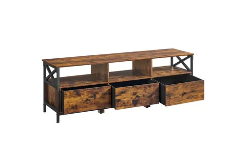 VASAGLE TV-Schrank für Fernseher bis 65 Zoll - Stilvoller TV-Schrank mit 3 Schubladen und 3 offenen Fächern. Bietet Platz für Fernseher bis 65 Zoll und vereint industrielles Design mit stabiler Konstruktion für langanhaltende Nutzung.