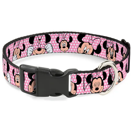 Plastic Clip Collar Minnie Mouse Expressions Polka Dot Pink/White WI (US IMPORT)