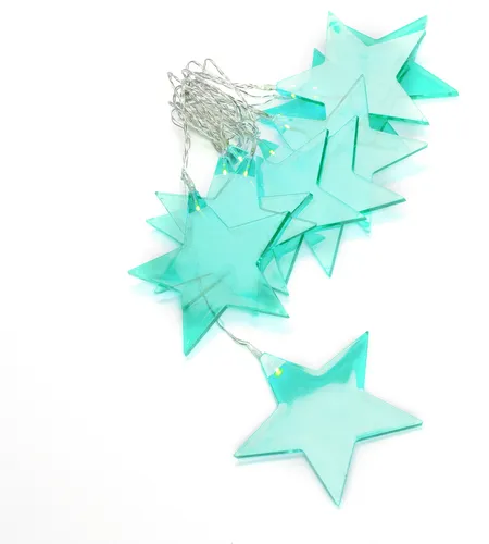 Konstsmide LED Dekolichterkette, 10 grüne Kunststoffsterne