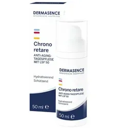 Dermasence Chrono Retare Anti-Aging-Tagespflege LSF 50 - Medizinische Körperpflege mit hohem Lichtschutzfaktor 50, ideal für feuchtigkeitsarme Haut und während der Wechseljahre, spendet intensive Feuchtigkeit und unterstützt die Hautdichte.
