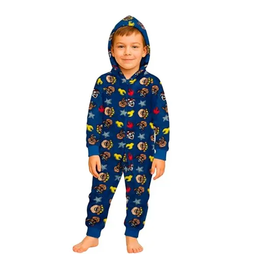 United Labels Paw Patrol Jumpsuit für Jungen, Blau, 98-104, Fleece Overall mit Kapuze Langarm, Einteiler Schlafanzug, Kuschelanzug für Kinder