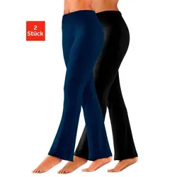 Vivance Active Jazzpants Damen, 2er Pack, Gr. 32/34, Blau und Schwarz - Stoffhosen im praktischen 2er Pack. Ausgestellte Passform mit elastischem Bund für optimalen Komfort. Ideal für Loungewear und Freizeit!