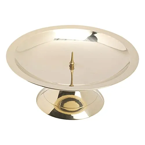 NKlaus Scheibenleuchter Ø13,5cm – Eleganter Messing Kerzenleuchter - Kerzenständer aus poliertem Messing, ideal für kirchliche Anlässe, schützt vor Wachs und bietet sicheren Stand. Perfekt für Advent, Taufe, Kommunion & Hochzeiten.