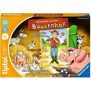 tiptoi Brettspiel Ravensburger 00125, Rätselspaß, auf dem Bauernhof, ab 3 Jahre, 1-4 Spieler