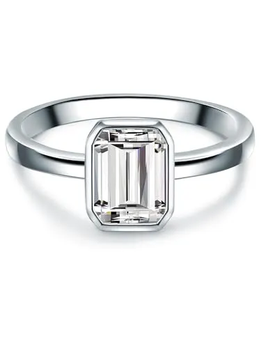 Trilani Damen Solitärring aus 925/- Sterling Silber - Ringe für Damen, edler Solitärring mit Zirkonia im Smaragd-Schliff, geliefert in einer hochwertigen Schmuckbox – ideal als Geschenk!