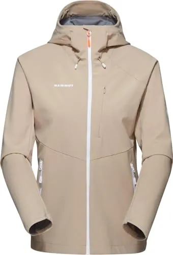 Mammut Damen Ultimate Comfort SO Hoodie Jacke XL beige - Funktionsjacke, stark wasserabweisend und ideal für Bergabenteuer, bietet optimalen Komfort und Bewegungsfreiheit