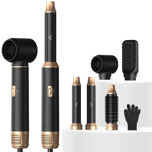 UKLISS 5-in-1-Haarstyler 1000 W mit Rundbürste und Luftlockenstab