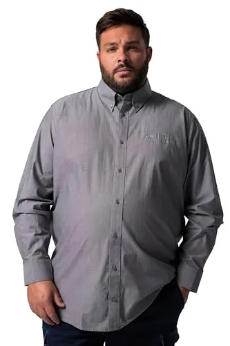 Men Plus Herren Übergrößen Hemd L-8XL, Comfort Fit, Langarm, Buttondown-Kragen, grau 7XL - Hochwertiges Hemd in Chambray-Qualität mit speziellem Schnitt für Komfort bis 8 XL. Ideal für den täglichen Einsatz und modisch kombinierbar.