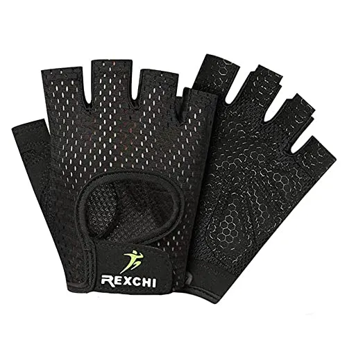 VERTAST Fahrradhandschuhe Halbfinger Anti-Rutsch Atmungsaktive Gym Training Fitness Handschuhe Stoßdämpfung Gepolsterte MTB Radhandschuhe für Damen Herren, Schwarz, S