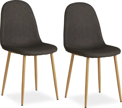 Homestyle4u 2339 Esszimmerstühle 2er Set - Grau Anthrazit - Moderne Esszimmerstühle mit bequemer Polsterung und stabilen Beinen in Holzoptik. Ideal für Wohnzimmer und Küche, bieten sie entspannten Sitzkomfort.