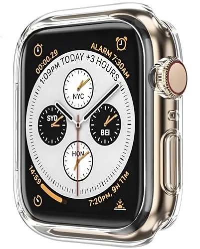 AVANA Hülle für Apple Watch Series 6/5/4/SE 3/2/1 44mm Schutzhülle Silikon TPU iWatch Cover Schutz Klar Slim Fit Case Bumper - Transparent
