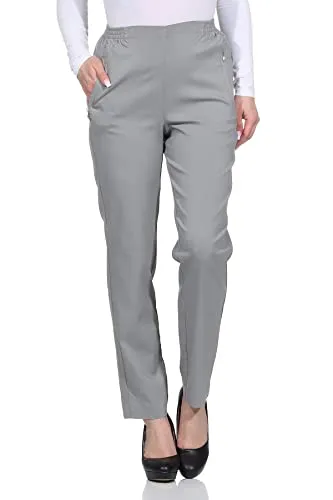 Sockenhimmel Damen Basic Schlupfhose Classic Freizeithose leichte Stretchhose (26, Hellgrau)