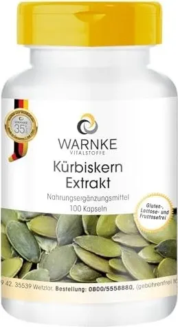 KÜRBISKERN EXTRAKT Kapseln 100 St - Nahrungsergänzungsmittel mit wertvollen Kürbiskernen, unterstützt die Prostatagesundheit und das allgemeine Wohlbefinden.