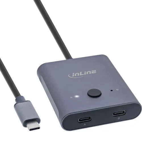 InLine USB-C Switch - Bidirektionaler 2x1/1x2 Umschalter, 10Gb/s Datenübertragung und 100W Power Delivery für vielseitige USB-C Geräte