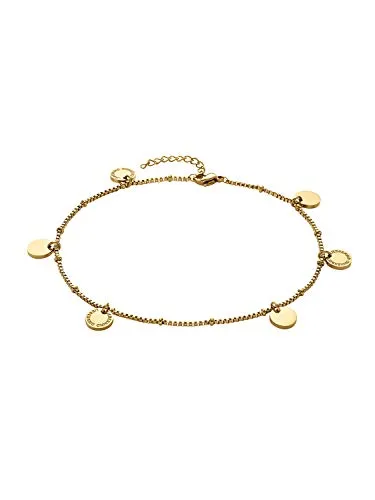 Liebeskind Berlin Fußkette LJ-0423-A-27 - Elegantes Fußkettchen für Damen aus vergoldetem Edelstahl im Boho-Style, mit 24 cm Länge und 3 cm Verlängerung – perfekt für sommerliche Looks und als Geschenk für besondere Anlässe.