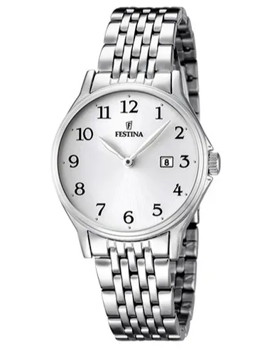 Festina Klassik Uni Armbanduhr Edelstahl F16748/1 - Elegante Damen- und Herrenuhr - Damenuhren mit Quarzwerk, elegantes Design und gut ablesbares Ziffernblatt in Silber, wasserdicht bis 5 ATM.