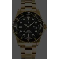 Alienwork Armbanduhr Herren Damen Gold Edelstahl