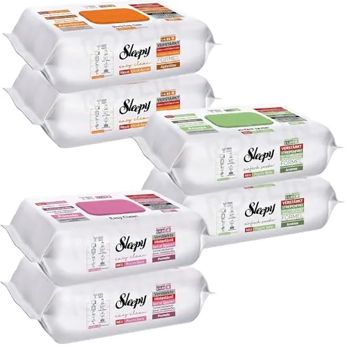 Sleepy Reinigungstücher für Oberflächen (6x100 Stück, Mix Fruit) - Effektive Reinigungstücher für Glas, Stein und Holz. Schnelltrocknend und streifenfrei – ideal für Fenster und Möbel. Hautfreundliche Formel mit frischem Duft, perfekt für Haushalte mit Kindern oder Tieren.