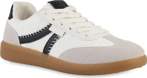 VAN HILL Damen Sneaker Low Schnürer 841527 - Bequeme Strick Freizeit Schuhe - Sneaker für Damen in Schwarz, ideal für Frühling und Sommer. Bequeme Strick-Oberfläche und flache Sohle sorgen für hohen Tragekomfort.