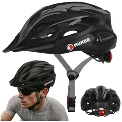 MUNDO® Fahrradhelm mit LED Rücklicht – Schwarz/Grau, verstellbar 54–61 cm