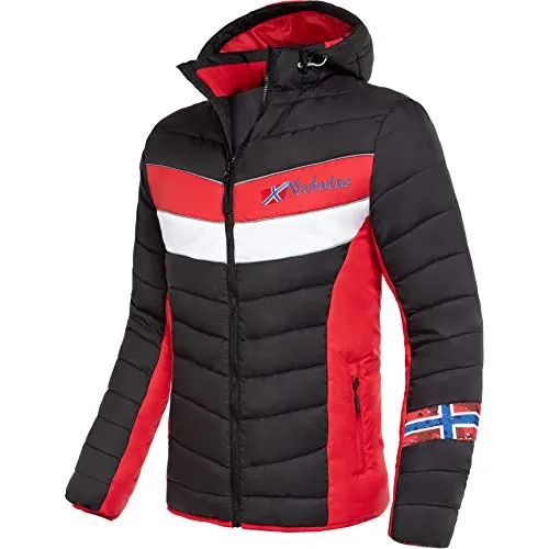 Nebulus Herren Jacke NATURAL, warme Outdoorjacke, praktische & vielseitige Übergangs- & Winterjacke, schwarz-rot - M