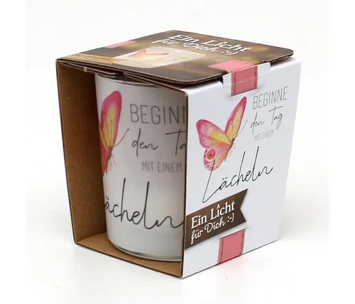 Dekohelden24 Windlicht Windlichtglas inkl.1 Teelicht, Beginne den Tag mit... (1 St)