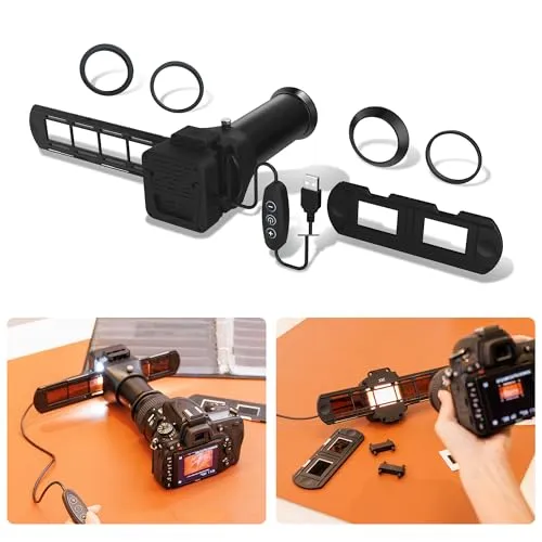 JJC ES-2 Film-Digitalisierungsadapter mit 6500 K USB-LED-Beleuchtungsset, Negativfilm-Kopierscanner Konvertieren Sie 35-mm-Negative in digitales JPEG