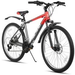 HILAND Mountainbike 26 Zoll - Sportliches Herren-MTB für Abenteuer - Kinderfahrrad mit 18-Gang-Schaltung, Aluminiumrahmen und mechanischen Scheibenbremsen für optimale Kontrolle und Sicherheit auf jedem Terrain.