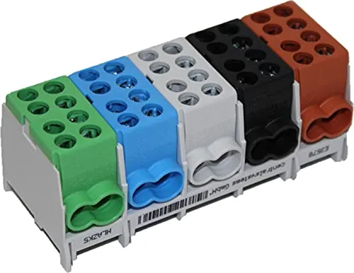 Hauptleitungs Abzweigklemme 5 polig für Hutschiene - VDE GEPRÜFT & MADE IN GERMANY - Strom Verteiler HLAZK5