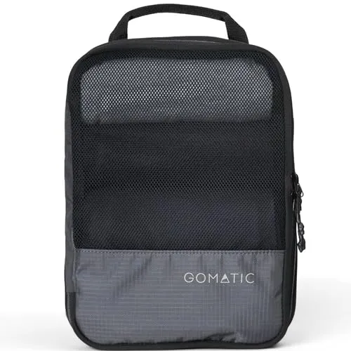 Gomatic Packwürfel Kompression – Koffer Organizer Set für Handgepäck & Reisetaschen, Komprimierbare Kleidertasche aus Ripstop-Nylon, Platzsparende Reise-Organizer, Mittel – Grau