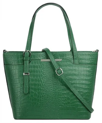 Cluty Handtasche Damen 021364 grün - Elegante Leder Handtasche in Kroko-Optik, perfekt für stilbewusste Damen. Mit cleverer Fächeraufteilung und Smartphonefach für optimale Organisation.