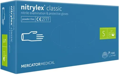 MERCATOR MEDICAL Nitrilhandschuhe NITRYLEX CLASSIC, Größe S - Medizinische Untersuchungshandschuhe, puderfrei und latexfrei, mit texturierten Fingerspitzen für optimalen Grip. Ideal für den professionellen Einsatz.