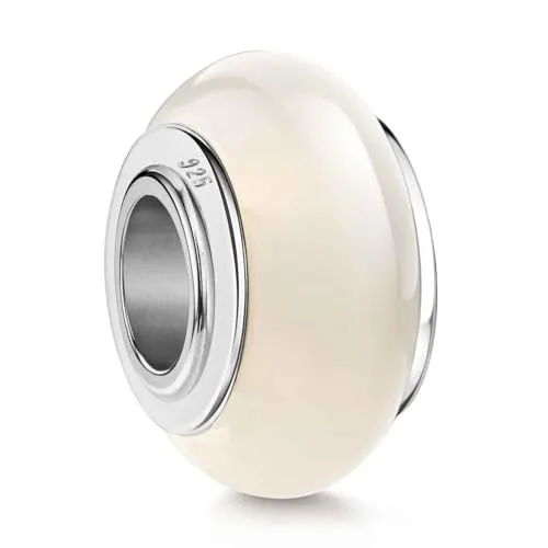 Materia Mondstein Charms Anhänger Silber 925 - Eleganter Edelstein Schmuck für Beads Armbänder - Bead Charms für Damen mit echtem Mondstein, ideal für individuelle Armbänder. Hergestellt aus 925 Sterling Silber, perfekt für kreatives Schmuckdesign.