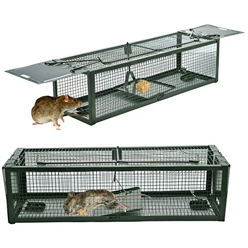 Mausefalle Lebendfalle Mäusefalle Kastenfalle Rattenfalle Schlagfalle Tierfalle Wühlmaus Falle mit 2 Eingängen 39X13X11CM