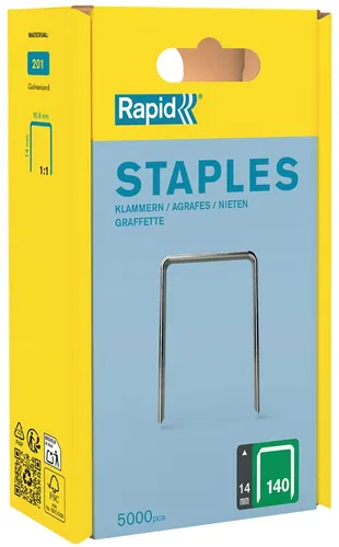 Rapid Heftklammern 140/14 - 5.000 Stück - Hochwertige Heftklammern für präzises Heften, ideal für Büro und Handwerk. Perfekte Passform für Rapid Heftgeräte.