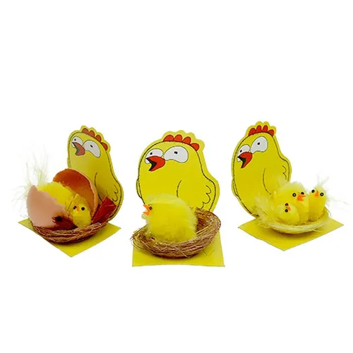 Deko Küken mit Nest für Ostern und Frühlingsdekoration, 3 Stück
