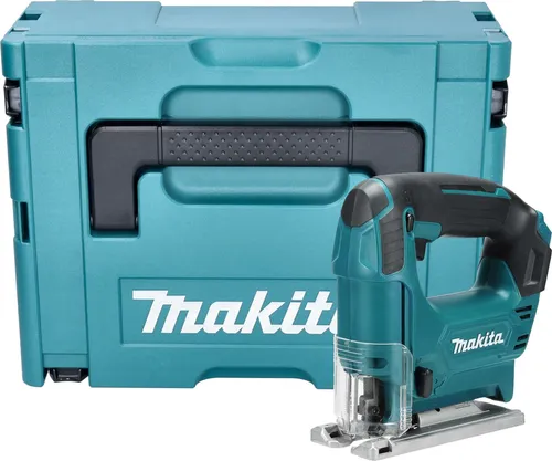 Makita JV 101 DZJ Akku Stichsäge 12 V - Handlich und vielseitig - Sägen - 3-stufige Pendelhubfunktion für präzises Schneiden in Holz bis 65 mm, inklusive Makpac Systemkoffer für einfache Aufbewahrung.