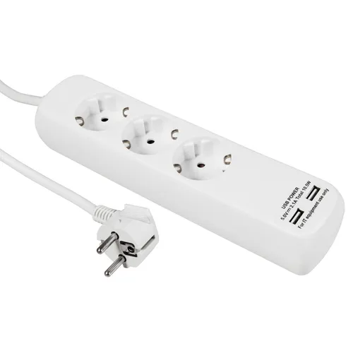 SONDERPOSTEN 1300094 3-fach Steckdosenleiste mit 2x USB  Mehrfachsteckdose