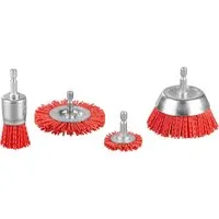 PARKSIDE Bohrmaschinenzubehör Nylonbürsten - 4-teiliges Drahtbürsten-Set für effektives Entrosten und Reinigen von Metall und Stein, ideal zur Vorbereitung von Löt- und Schweißarbeiten.