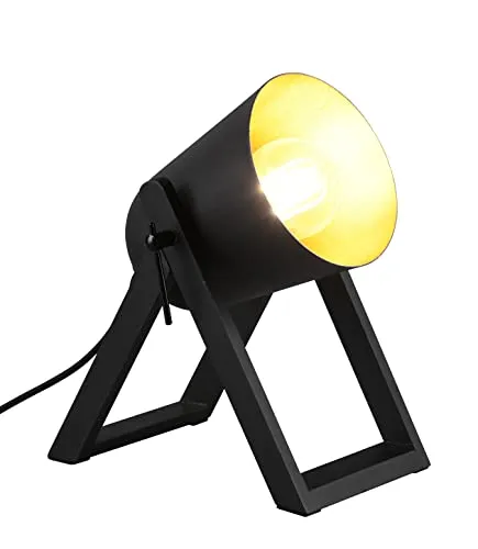 Tischleuchte MARC Schwarz-Gold R50721080 - Moderne Nachttischlampe mit verstellbarem Lichtfall, eleganter Kombination aus schwarzem Naturholz und Schwarz-Goldem Metall, ideal als dekorativer Akzent oder praktische Beleuchtung für jedes Zimmer.