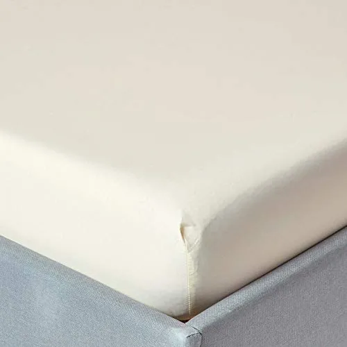 Homescapes Spannbettlaken Creme-Vanille 90 x 190 cm - Hochwertiges Spannbettlaken aus 100% ägyptischer Baumwolle mit Gummizug, weich und atmungsaktiv – ideal für Allergiker und empfindliche Haut.