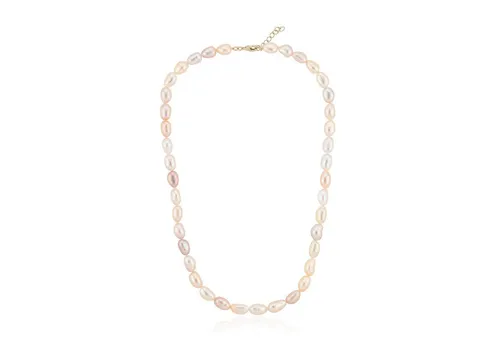 Cavill Silberkette Süßwasserperlenkette 925er Silber vergoldet, Creme-Rosé, 48 cm (1-tlg)