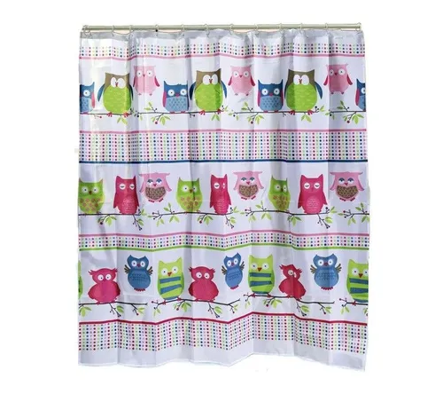 Textil Duschvorhang Eule, Eulen, 1,80 x 1,80 m inkl. Ringe