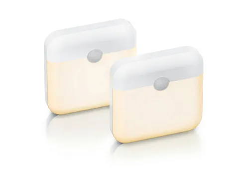 Brandson LED Nachtlicht 2x Schranklicht mit Bewegungsmelder, 2 Lichtfarben, Akku, dimmbar, Bewegungsmelder (PIR), Lichtsensor, Dimmfunktion, Dauerlicht (30 Min), Auto-Modus, Auto-Off (15 s), LED fest integriert, Warmweiß, Kaltweiß, 500 mAh, 60 lm, 7,8x7,8 cm, USB-C, 15 s Timer, Lichtsensor, Magnet