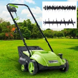 BRAST 2in1 Elektro Vertikutierer & Rasenlüfter 3200 - Vertikutierer mit 1500 Watt, ideal für Rasenflächen bis 500m². 2in1 Funktion für effektives Vertikutieren und Lüften, ergonomisch und umweltfreundlich.