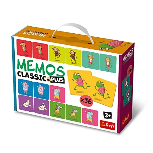 Trefl - Memos Classic & Plus, Bewegung und Geräusche - Lernspiel für Kleinkinder, Bilderpaare Finden, Geräusche und Bewegungen, Verschiedene Spielmöglichkeiten, Memory-Spiel für Kinder ab 3 Jahren