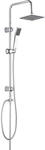 Tuganna Duschsäule FINE SHOWER mit Überkopfbrause-Set - Elegante Duschsäule mit verchromter Kopfbrause aus robustem Kunststoff. Der knickfeste Schlauch und der höhenverstellbare Handbrausehalter sorgen für flexiblen Komfort im Badezimmer.