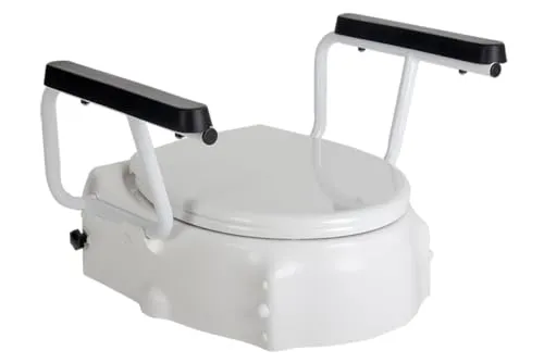 OSSENBERG Toilettensitzerhöhung mit Armlehnen & Deckel – Erhöhter WC-Sitz für Senioren, Pflegebedürftige & Menschen mit Mobilitätseinschränkungen – Rutschfest, Hygienisch & Einfache Montage