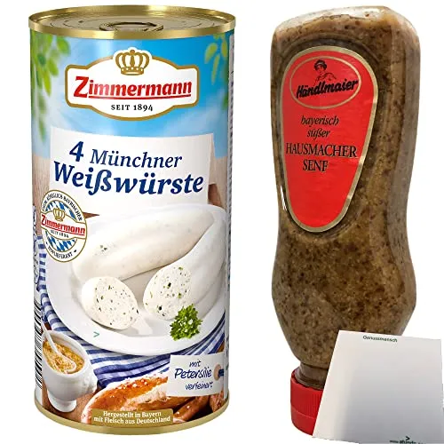 Zimmermann 4 Münchner Weißwürste 530g + Händlmaier Süßer Senf 225ml usy Block